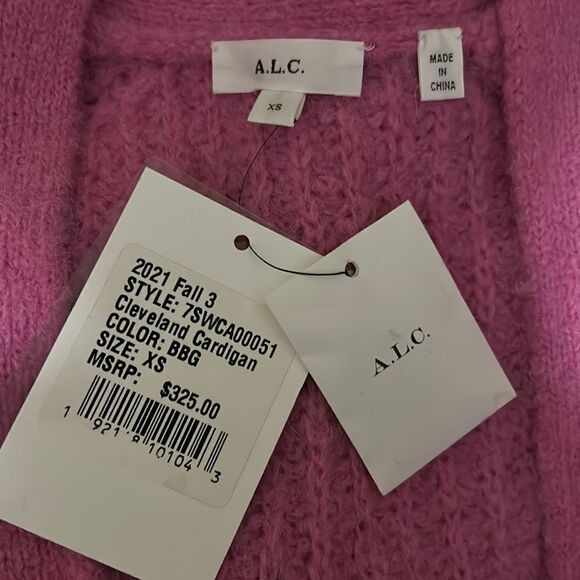 NWT A.L.C. Cleveland Cable Knit Button Front Relaxed Cardigan in Bubblegum XS - Picture 12 of 12